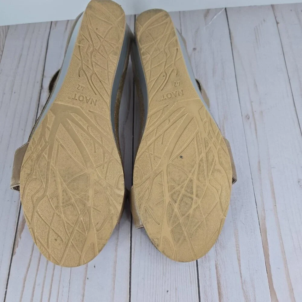 NAOT Mermaid Women’s Tan Leather Wedge Sandals Size 11 Comfort
